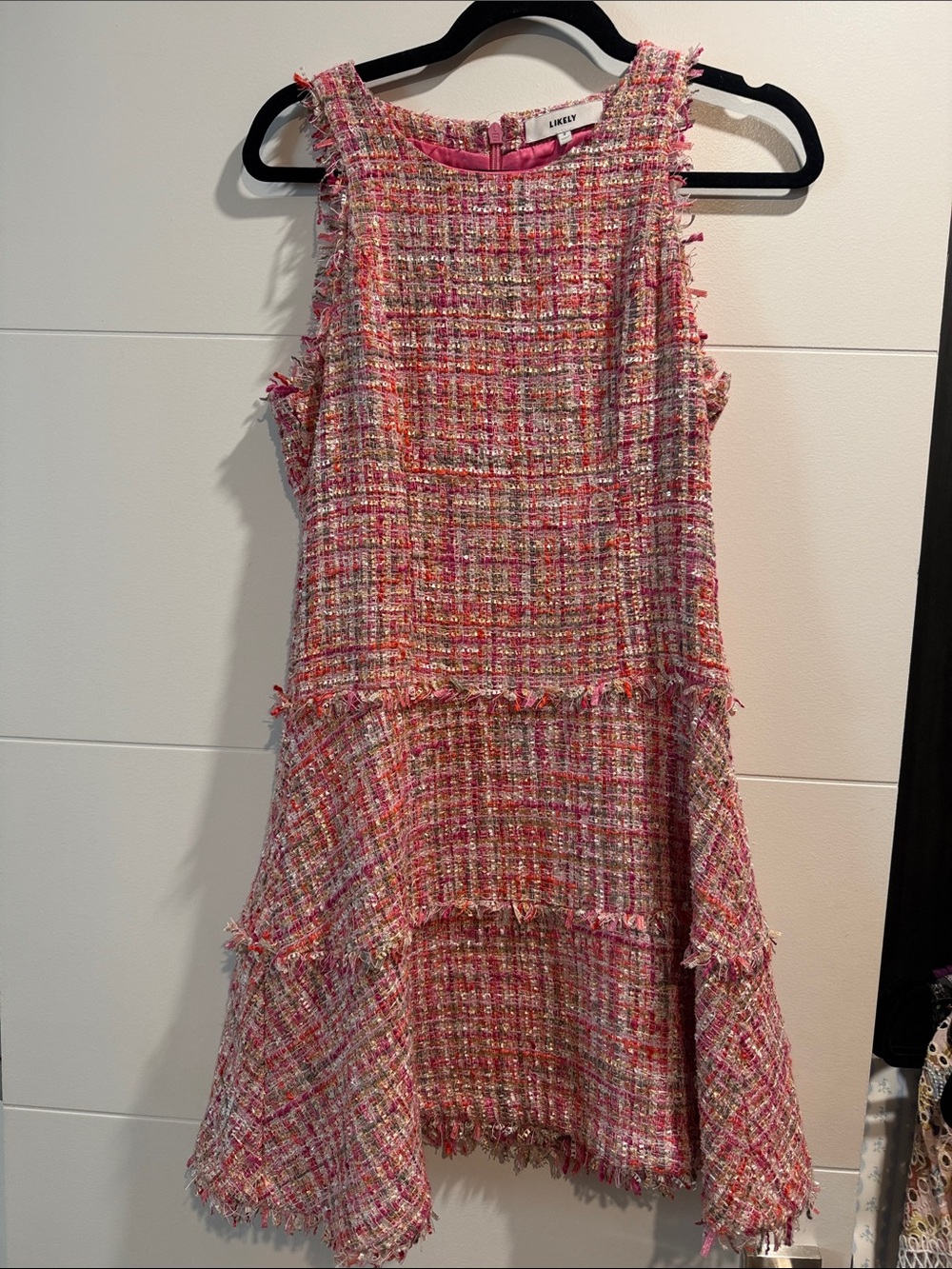 Likely Pink Multi-Color Tweed Sleeveless A-Line Dress